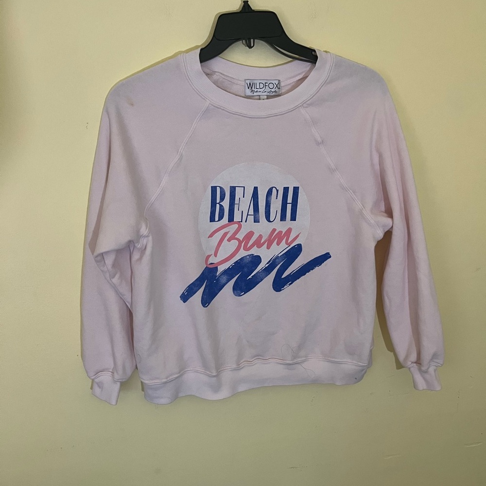 Wildfox Light Pink Beach Graphic Sweatshirt Beach Bum Size Small